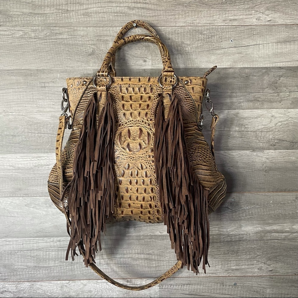 Boho Fringe Faux Leather Handbag